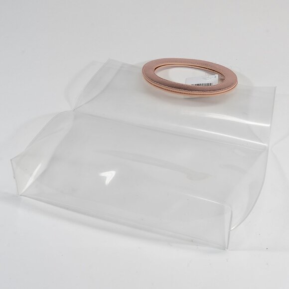 Macy's Clear PVC Metallic Pink Tote Bag with Glittered Inner Zipped Pouch - Picture 2 of 5